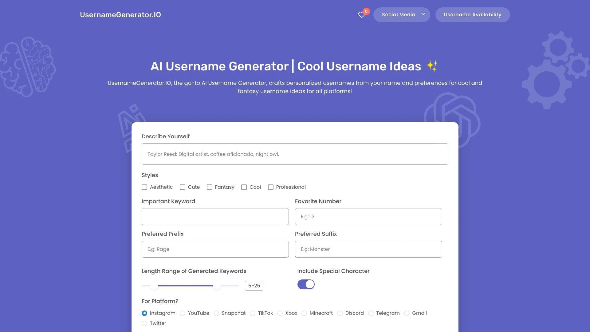 UsernameGenerator.IO - AI Tool Ocean