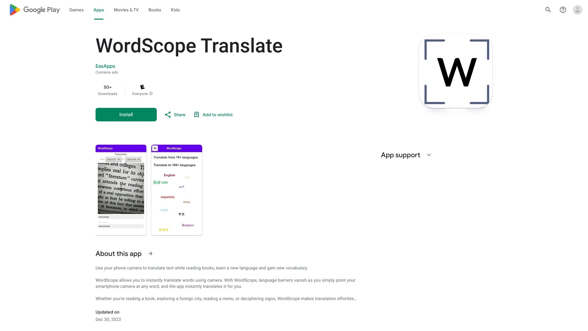 WordScope Translate - AI Tool Ocean